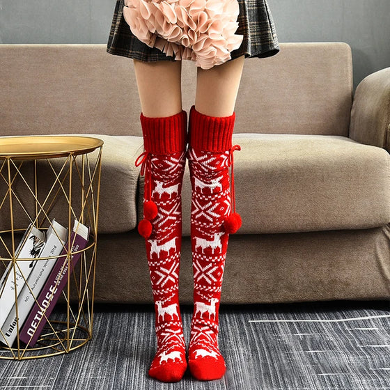 Christmas Knee Stockings Snowflake Cheden