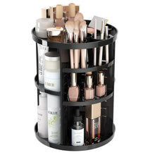  Rotating Makeup Organizer for Vanity, 360 Spinning Skincare Organizers with Adjustable Trays, Make Up Desk Storage Carousel Rack, Cosmetic Display Cases for Dresser Bathroom Countertop Black Cheden