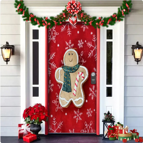 Christmas Forest Background Fabric Door Hanging for Christmas Party Decoration Cheden