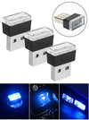 3x Mini Blue LED USB Car Interior Light Neon Atmosphere Ambient Lamp Accessories - Cheden