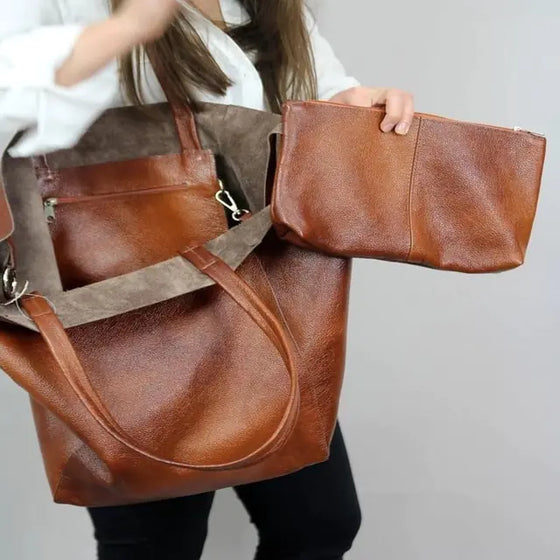 Leather Hand Tote Bags - Cheden