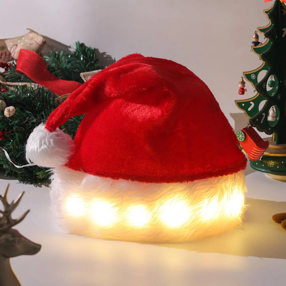 Christmas Hat LED Light Plush Children's Adult Christmas Decorations Christmas Supplies Luminous Santa Hat Home Decoracion Cheden