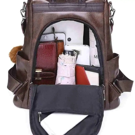 Womens Travel Leather Backpack - Cheden