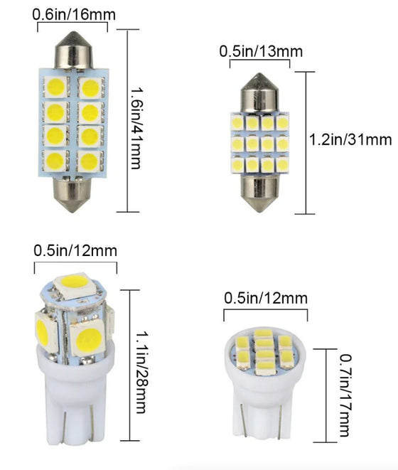 14Pcs T10 36mm LED Interior Car Accessories Kit Map Dome License Plate Lights - Cheden