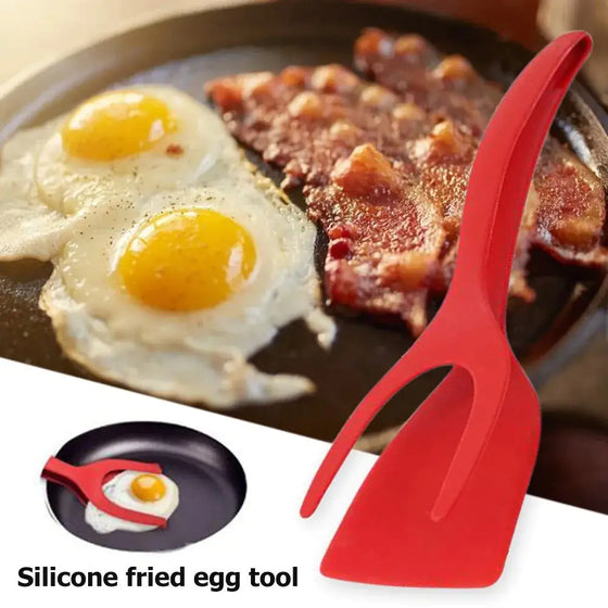 2 In 1 Grip And Flip Tongs Egg Spatula Tongs Clamp Pancake Fried Egg French Toast Omelet Overturned Kitchen Accessories - Cheden