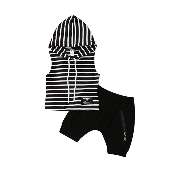 Toddler Boy Summer Sleeveless Hooded Outfit - Cheden