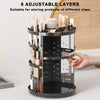 Rotating Makeup Organizer for Vanity, 360 Spinning Skincare Organizers with Adjustable Trays, Make Up Desk Storage Carousel Rack, Cosmetic Display Cases for Dresser Bathroom Countertop Black Cheden