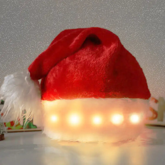 Christmas Hat LED Light Plush Children's Adult Christmas Decorations Christmas Supplies Luminous Santa Hat Home Decoracion Cheden