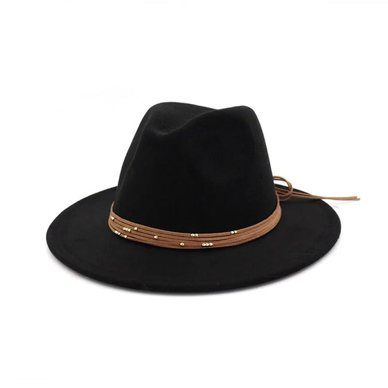 Fashion Wide Flat Brim Wool Felt Fedoras Hats - Cheden