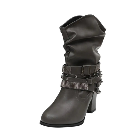 Sprigo - Leather ankle boots in Western style with strap details - Cheden