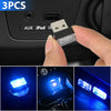 3x Mini Blue LED USB Car Interior Light Neon Atmosphere Ambient Lamp Accessories - Cheden