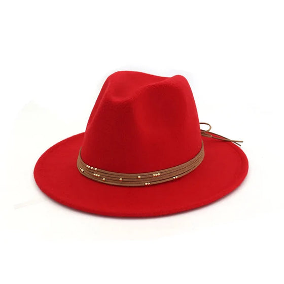 Fashion Wide Flat Brim Wool Felt Fedoras Hats - Cheden