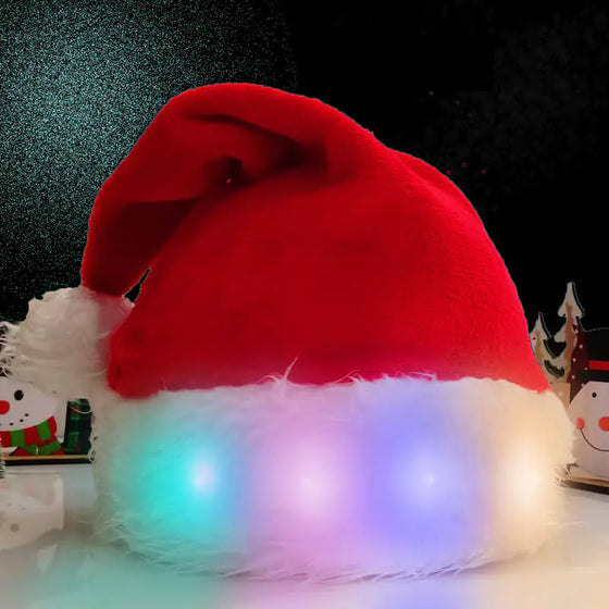 Christmas Hat LED Light Plush Children's Adult Christmas Decorations Christmas Supplies Luminous Santa Hat Home Decoracion Cheden