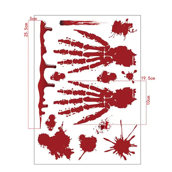 Halloween Bloody Handprints Wall Stickers Cheden