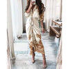 Bohemian Clingy Elastic Plain Outfit L Wrap Dress - Cheden