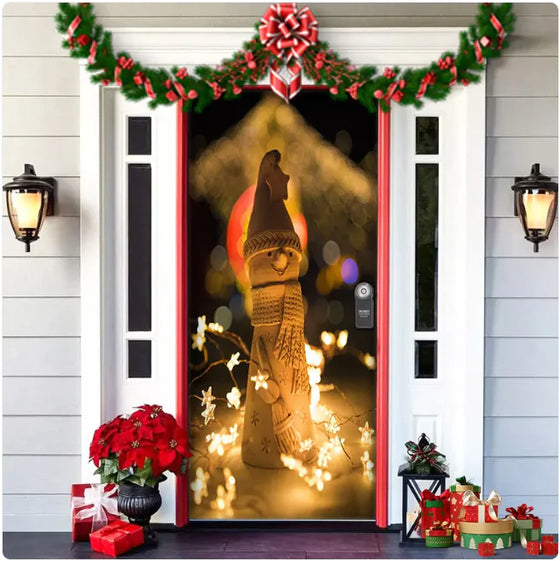 Christmas Forest Background Fabric Door Hanging for Christmas Party Decoration Cheden