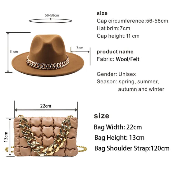 Fedora Hats Women Luxury Accessories Gold Chain - Cheden