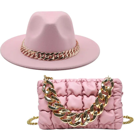 Fedora Hats Women Luxury Accessories Gold Chain - Cheden