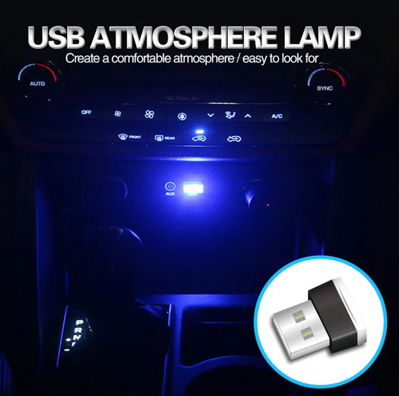 3x Mini Blue LED USB Car Interior Light Neon Atmosphere Ambient Lamp Accessories - Cheden