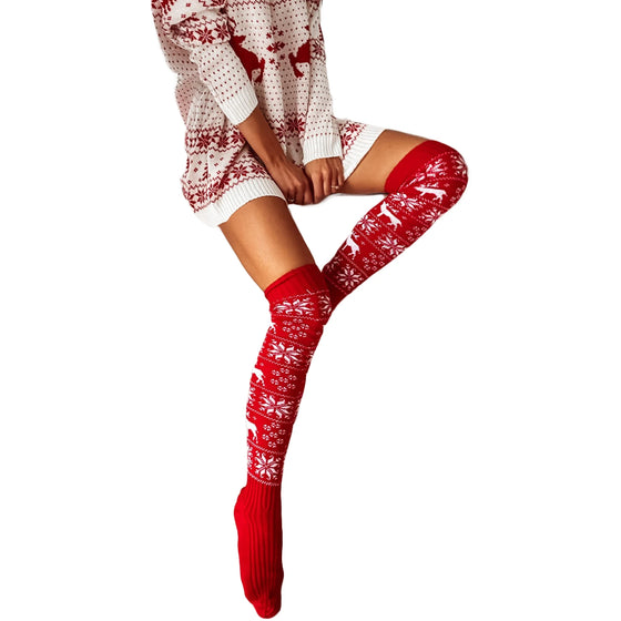 Christmas Knee Stockings Snowflake Cheden