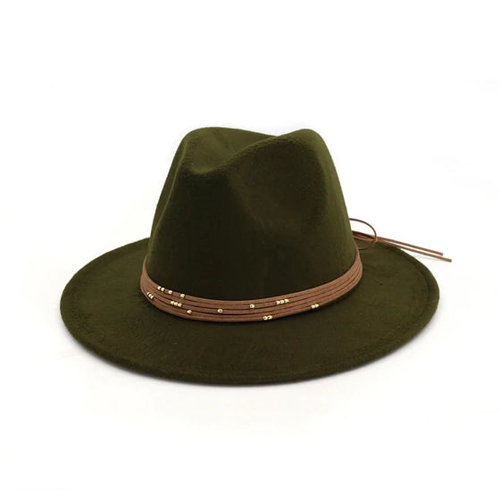 Fashion Wide Flat Brim Wool Felt Fedoras Hats - Cheden