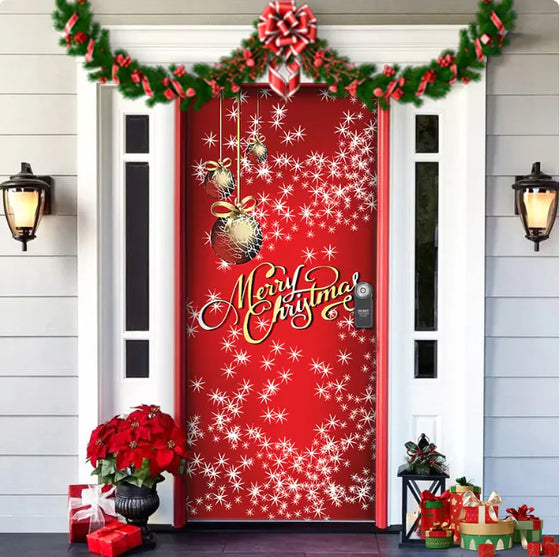 Christmas Forest Background Fabric Door Hanging for Christmas Party Decoration Cheden